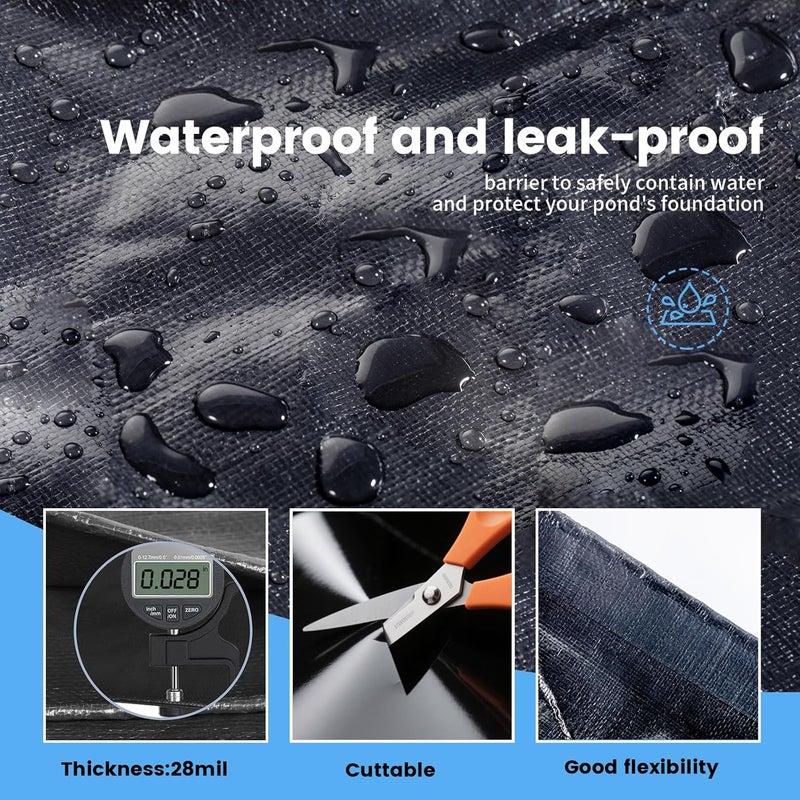 YETREE 10 x 15 FT Pond Liner, 28 Mil Pond Liners for Outdoor Ponds, HDPE Pond Liner Leakproof Ecofriendly Easy Cut, Fish Pond Liner for Garden Ponds, Fish Ponds, Water Features - Image 3